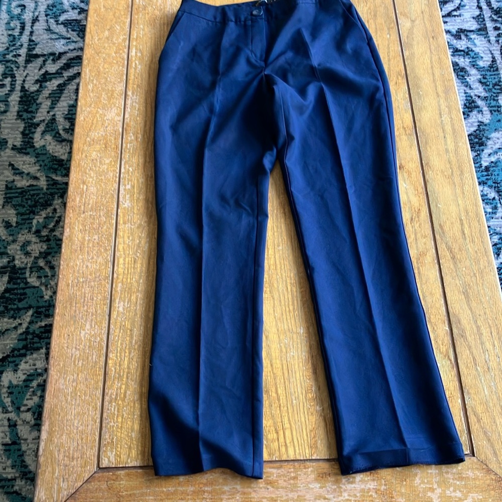 Navy Blue Dress Pants with Structured Formal Fabric
